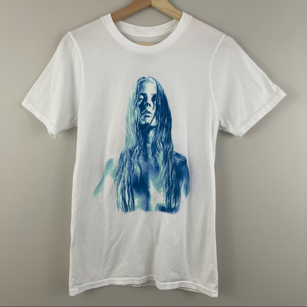 ELLIE GOULDING White Blue Gold Hot & Cold Graphic Band Tee